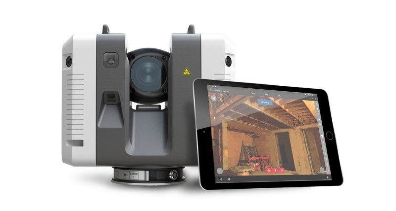 Leica RTC360 scanner with Cyclone Field 360 iPad control